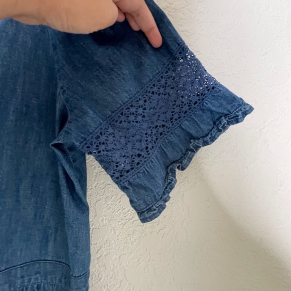 Gap x LoveShackFancy Chambray Tiered Midi Dress Size L Blue Button Down - Picture 5 of 16